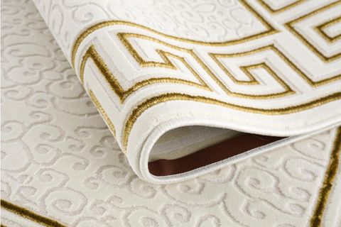 MODERN DESEN KREM GOLD RENK OTURMA ODASI VE SALON HALISI 100X300