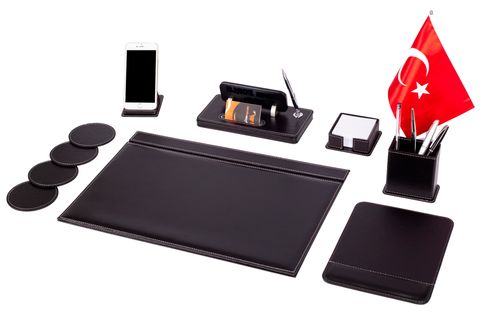 BAYRAKLI DERİ SÜMEN TAKIMI MASA İSİMLİĞİ, SİYAH