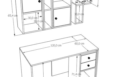 ÇOK FONKSİYONLU MODERN ÇALIŞMA MASASI, 2 KAPAKLI