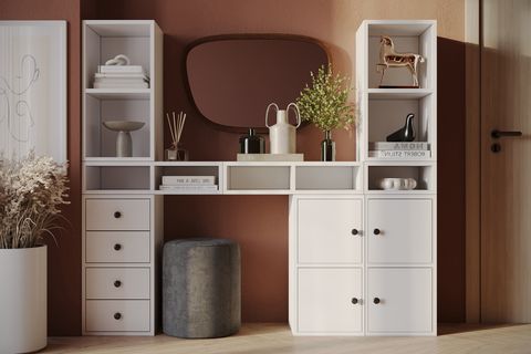 LENO ÇOK AMAÇLI, ÇOK BÖLMELİ VE ÇEKMECELİ DRESUAR, KONSOL VE MAKYAJ MASASI KBR-DRS-1009