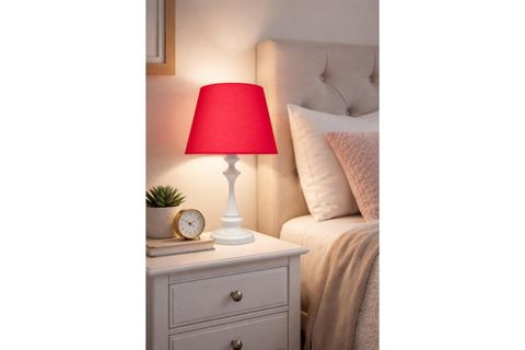 FARO ABAJUR BEYAZ METAL GÖVDELİ, KIRMIZI ŞAPKALI