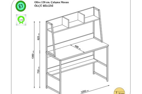 KİTAPLIKLI METAL ÇALIŞMA MASASI SAFİR MEŞE