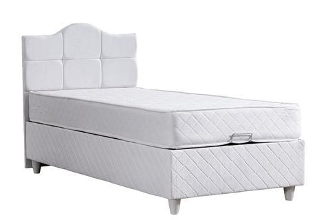 SOFİA TEK KİŞİLİK BAZA BAŞLIK YATAK SETİ BEYAZ 90X190