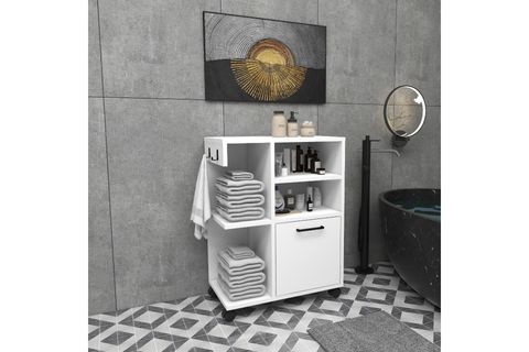 REBUSA TEKERLEKLİ ÇOK AMAÇLI MUTFAK BANYO DOLABI VE AYAKKABILIK, BEYAZ