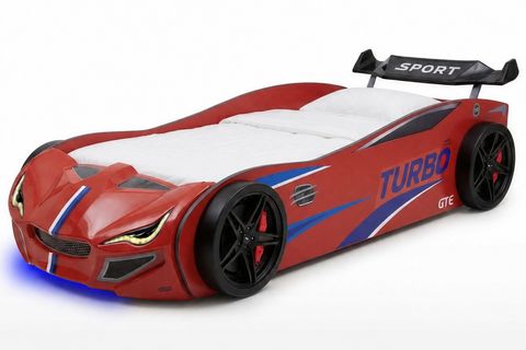 TURBO GT1 LEDLİ ARABALI YATAK, KIRMIZI, 100X190