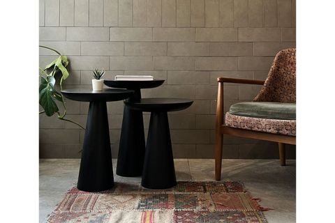 ZİGON MANTAR SEHPA MUSHROOM, ÜÇLÜ, SİYAH