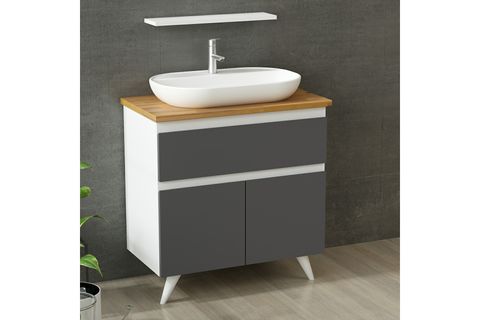 NİKA BANYO DOLABI 85CM AY2K1Ç 1EA1R TZG BEYAZ ANTRASİT