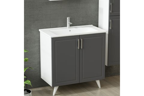 SANYA BANYO DOLABI AY2K118, BEYAZ ANTRASİT, 85CM
