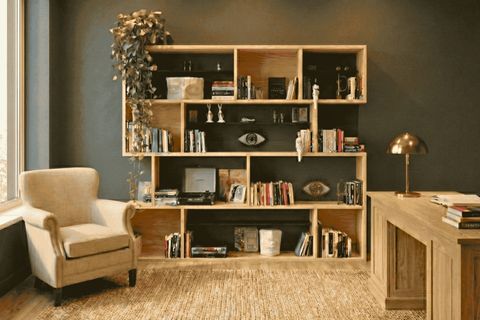 WOODESK YONCA MASİF AHŞAP KİTAPLIK, NATURAL RENK, 200X200 CM