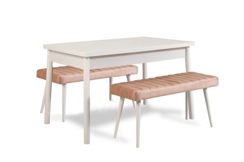 STORMİ MUTFAK MASA TAKIMI, BEYAZ TAŞ RENGİ SOHO 0900, 120X75