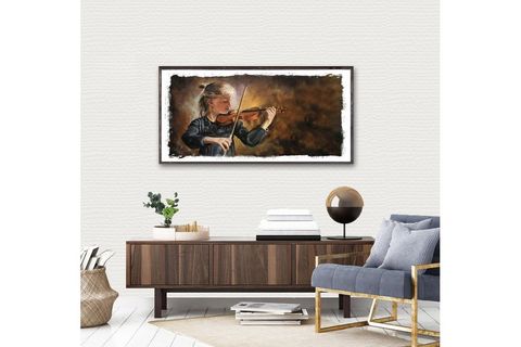 ÇERÇEVELİ VİOLİN  AHŞAP TABLO 30X60