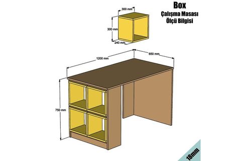 BOX ÇALIŞMA MASASI, CEVİZ MAVİ