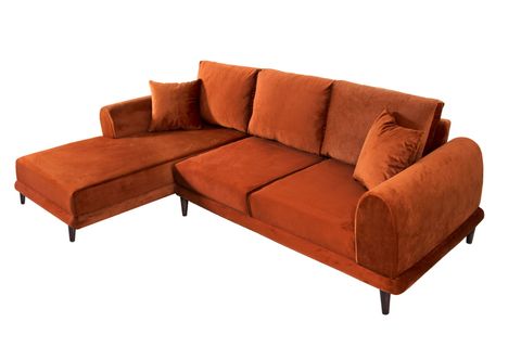 NERO KADİFE KÖŞE KOLTUK, KİREMİT, 250X160, SOL KÖŞE