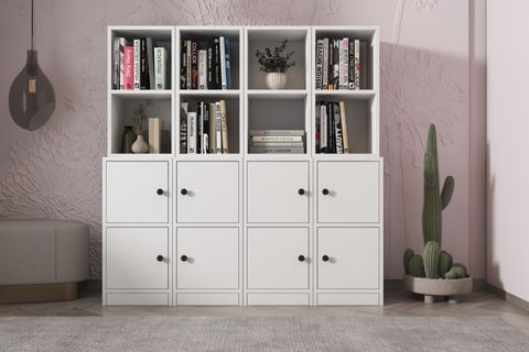 LEKSA KAPAKLI RAFLI KİTAPLIK 130 CM BEYAZ KTP-1324-Ç