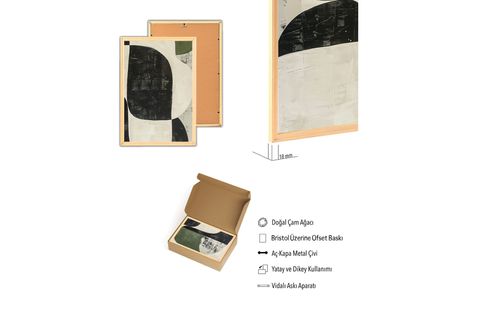 PREMİUM AHŞAP ÇERÇEVELİ ÜÇLÜ İSKANDİNAV BOHEM TABLO SETİ, SET15, 70X50