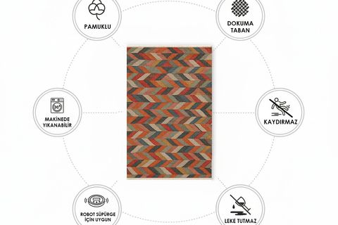 RENKLİ ZİGZAK DOKUMA TABAN HALI, 524 YNG, 100X150 CM