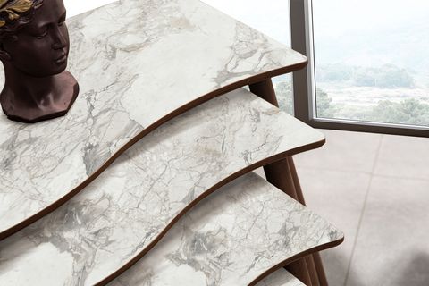 SALSA ZİGON SEHPA, DÖRTLÜ, BEYAZ MERMER DESENLİ