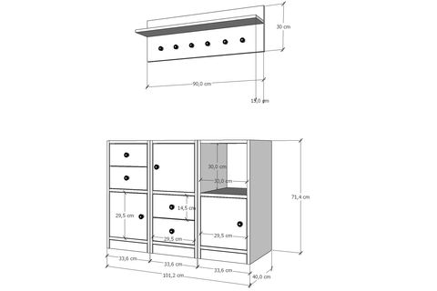 BERA PORTMANTO, 3 KAPAKLI 4 ÇEKMECELİ, PRT-1080-Ç