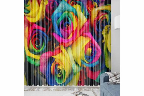 ELSE PEMBE GÜLLÜ ÇİÇEKLİ DESENLİ DEKORATİF MODERN 3D TÜL FON PERDE 140X270