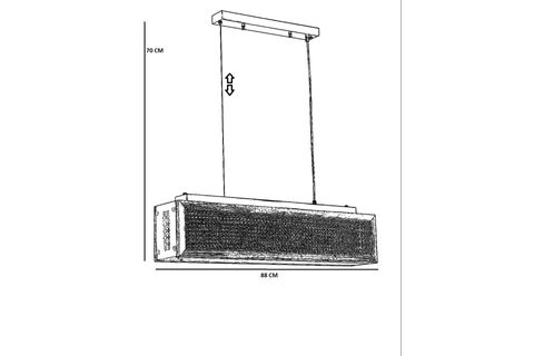 KUMSAL DİKDÖRTGEN RATTAN AVİZE, CEVİZ