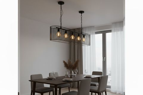 GÖKTUĞ BEŞLİ ENDÜSTRİYEL TASARIM SİYAH AVİZE