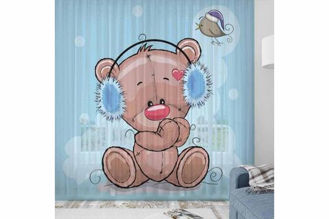 ELSE PEMBE GRİ YILDIZLI İSKANDİNAV DESENLİ DEKORATİF ÇOCUK BEBEK TÜL FON PERDE 140X270