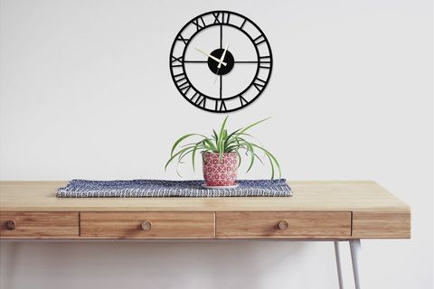 BLACK RUSTİC METAL DUVAR SAATİ, 50 CM