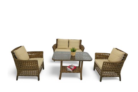 PAVİA RATTAN İKİLİ BAHÇE MOBİLYASI, KAHVERENGİ