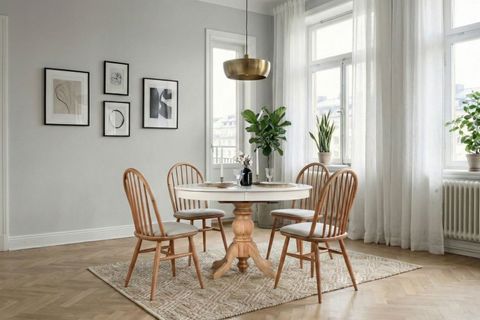 MİRAGE OVAL AÇILIR MASA SANDALYE TAKIMI, NATURAL BEYAZ, 80X120