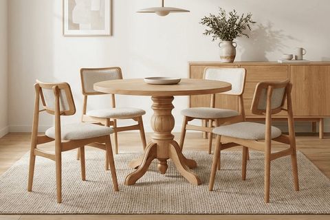 PALMA TORNA AYAKLI AHŞAP MASA TAKIMI, 90X90