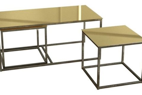 TWİNS SEHPA, ESKİTME PİRİNÇ AYAK, SARI TABLA