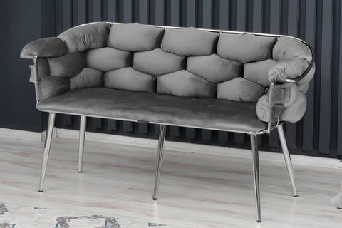 VİANEM BALON ÇAY SETİ KOLTUK TAKIMI, KROM METAL AYAK, GRİ