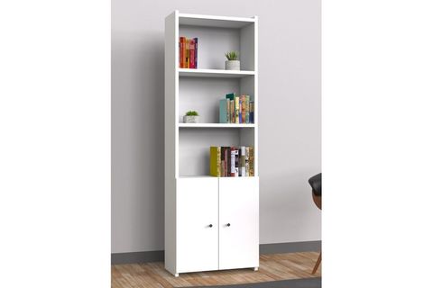 MİMİLOS K2 YARI KAPAKLI KİTAPLIK 5 RAFLI ARKALIKLI DOLAP