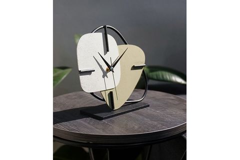 BRAZİL METAL MASA SAATİ, YEŞİL KREM, 25X22 CM