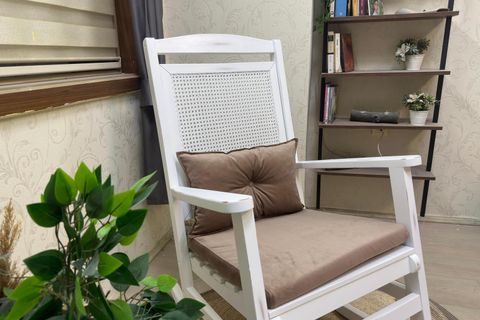 ASEDİA VERANDA HASIRLI MİNDERLİ SALLANAN SANDALYE, KAHVERENGİ, LAKE AYAK