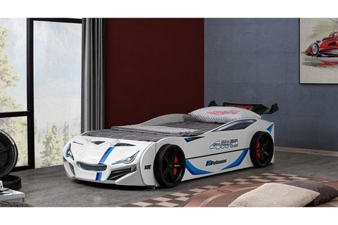 MERCEDES RÜZGARLIKLI YAVRULU ARABALI YATAK KARYOLASI, BEYAZ, 90X200