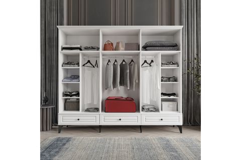 SİNEM GARDIROP, BEYAZ, 6 KAPAKLI