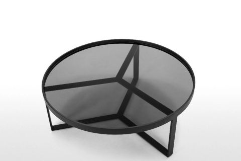 AULA SİYAH METAL CAM YUVARLAK ORTA SEHPA