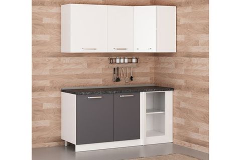 MİNAR 165CM KÖŞE MUTFAK DOLABI BEYAZ ANTRASİT K165A1