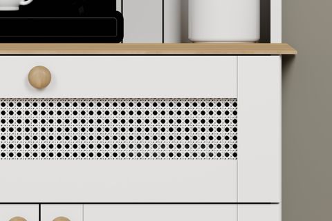 LUCAS 2 KAPAKLI PVC HASIR DESEN KAHVE KÖŞESİ, AÇIK CEVİZ BEYAZ