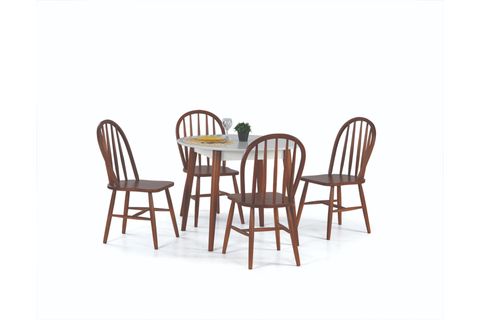 SİENA SABİT MASA VE AMERİKAN SANDALYE TAKIMI, CEVİZ, 90X90