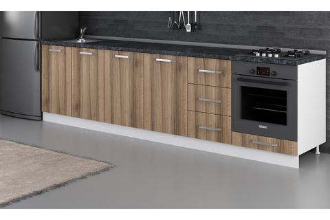 MİNAR 295 CM MUTFAK DOLABI BEYAZ DORE 295-D6-ALT MODÜL