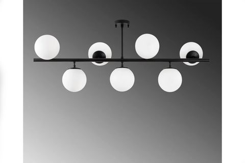 ECEM PLAFONYER YEDİLİ AVİZE, BEYAZ CAMLI SİYAH KASALI