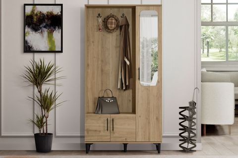 BLESK ASKILIKLI PORTMANTO VESTİYER, CEVİZ