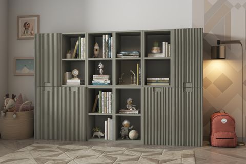 ZARA ÇOCUK KİTAPLIĞI ÇOK AMAÇLI OYUNCAK DOLABI BEYAZ YEŞİL DOLAPLI RAF PNR ÇKTP 1025
