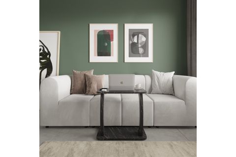 HULK TEKERLEKLİ GENİŞ YAN SEHPA, SİYAH