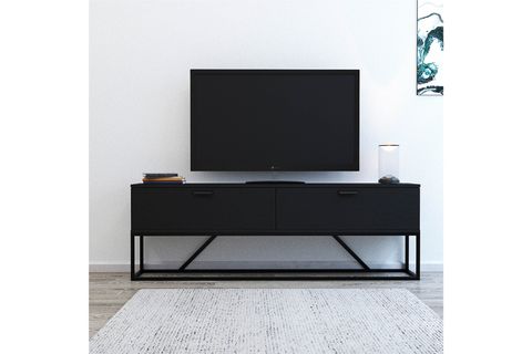 VANDA METAL AYAKLI TV SEHPASI, WOOD SİYAH, 2 KAPAKLI