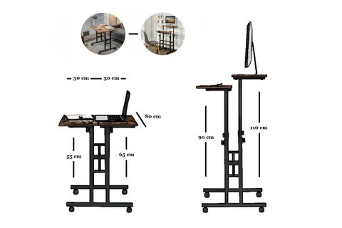 YÜKSEKLİK AYARLI LAPTOP MASASI, ÇAM BEYAZ, 80X60