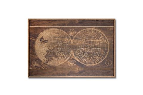 ÇERÇEVELİ GOLDEN FRAME WORLD MAP ALTIN DERİ TABLO