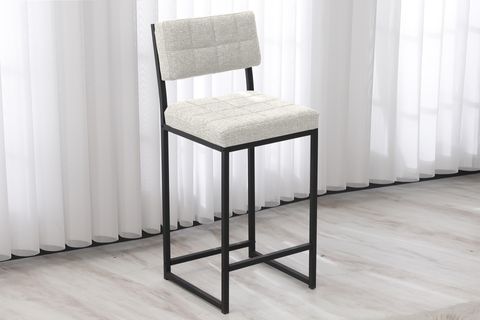 RİVA BAR MUTFAK SANDALYESİ, SİYAH AYAKLI, KREM